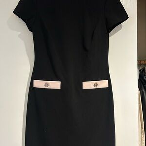Elegant Black Dress with Pink Accents